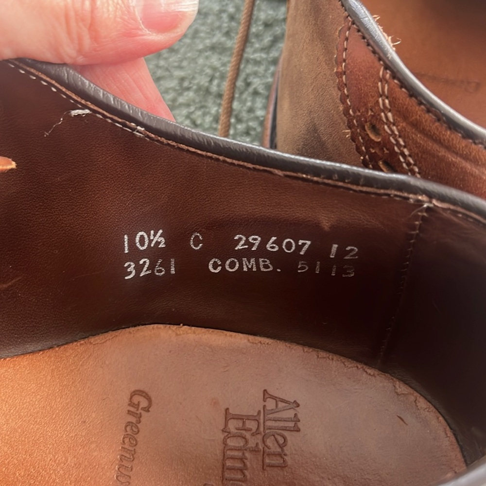 ALLEN EDMONDS I "Greenwood" Style Lace-Up Leather Oxford Shoes, 10.5 - Picture 9 of 11